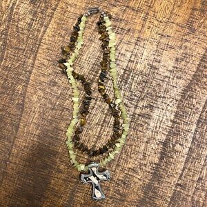 Zebra pendant cross necklace